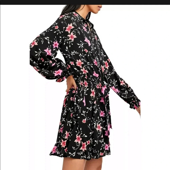 . FREE PEOPLE LIGHTEN UP BLACK COMBO MINI DRESS - Picture 2 of 4